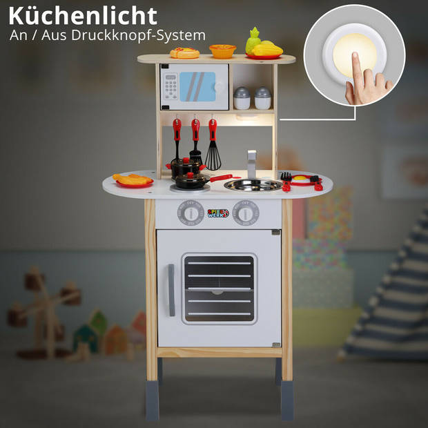 Keukentje met 35-delige accessoire-set, speelkeuken, kinderkeuken, met lichteffect