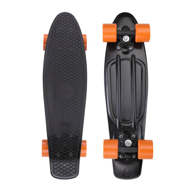 Skateboard, zwart-oranje, retro, met PU-dempers