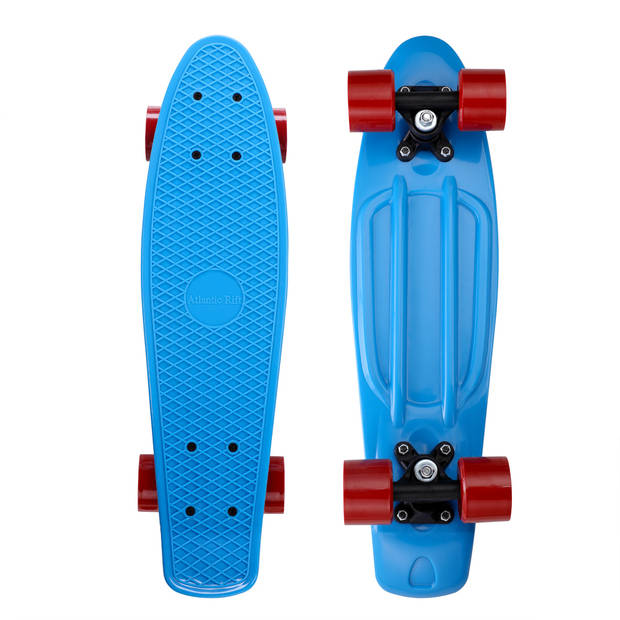 Skateboard, blauw/rood, retro, met PU-dempers