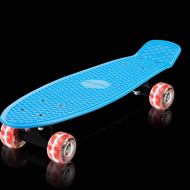 Skateboard, blauw/rood, retro, LED, met PU-dempers