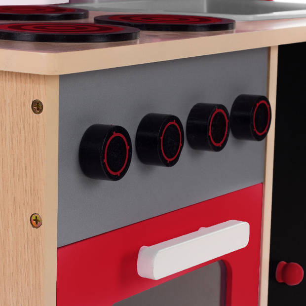 Baby Vivo - Kinderkeuken speelkeuken van hout met schoolbord - Mila in rood