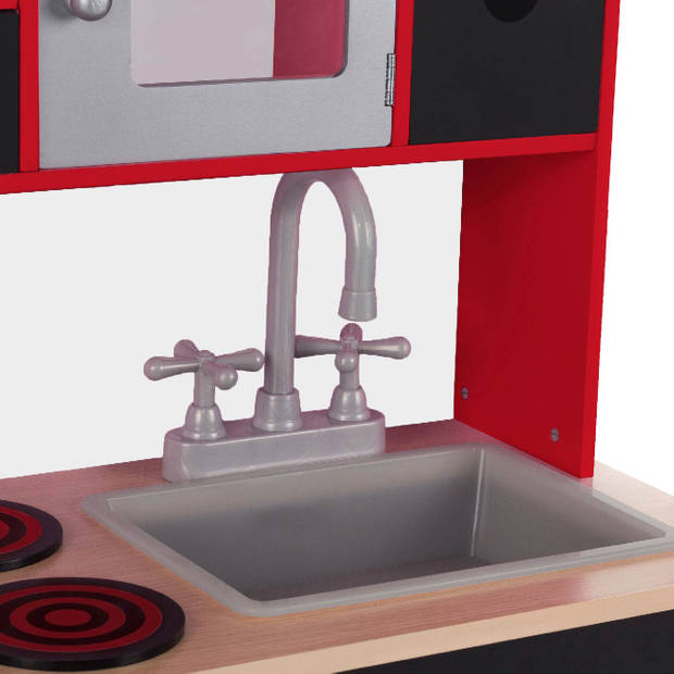 Baby Vivo - Kinderkeuken speelkeuken van hout met schoolbord - Mila in rood