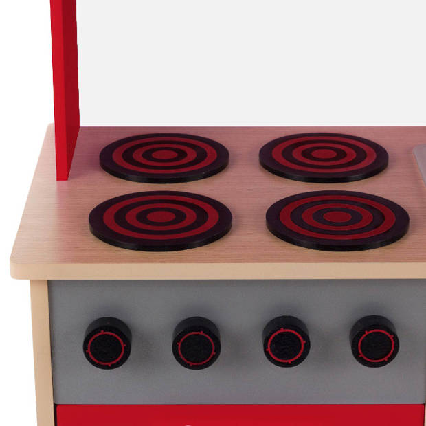 Baby Vivo - Kinderkeuken speelkeuken van hout met schoolbord - Mila in rood