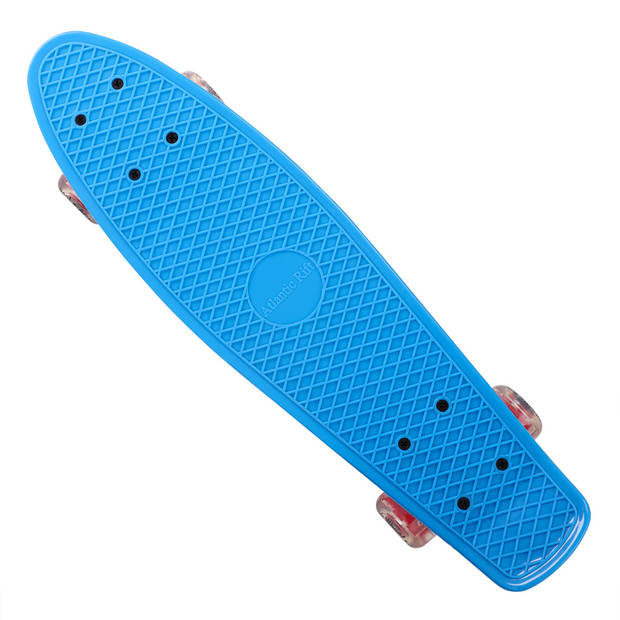 Spielwerk- Skateboard, penny board, blauw/rood, retro, LED, met PU-dempers