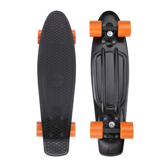 Skateboard, penny board, zwart-oranje, retro, met PU-dempers