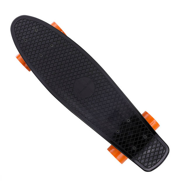 Skateboard, penny board, zwart-oranje, retro, met PU-dempers