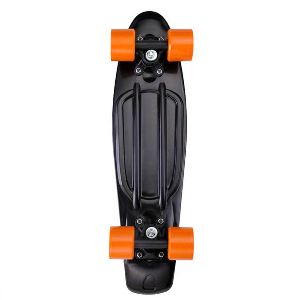 Skateboard, penny board, zwart-oranje, retro, met PU-dempers