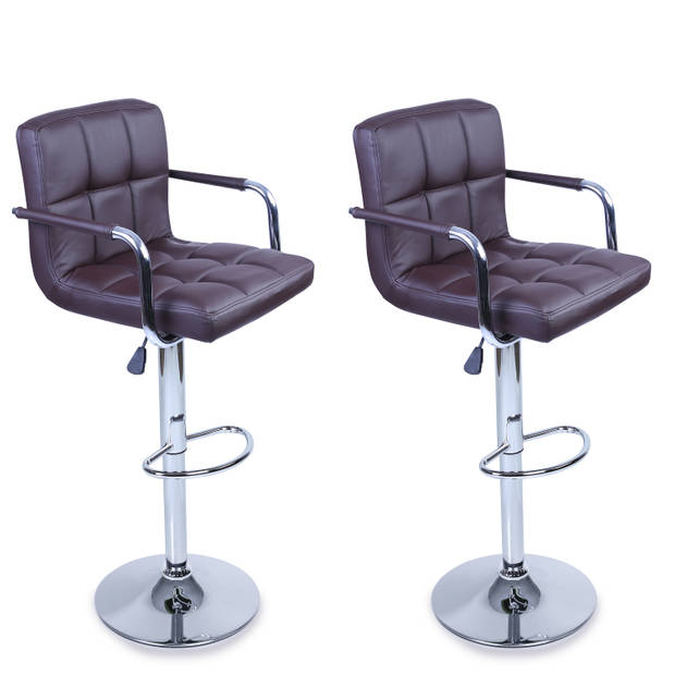 Tresko-Barkruk set van 2-bruin- bar stoel- aanrecht kruk- keukenkruk- lounge stoel