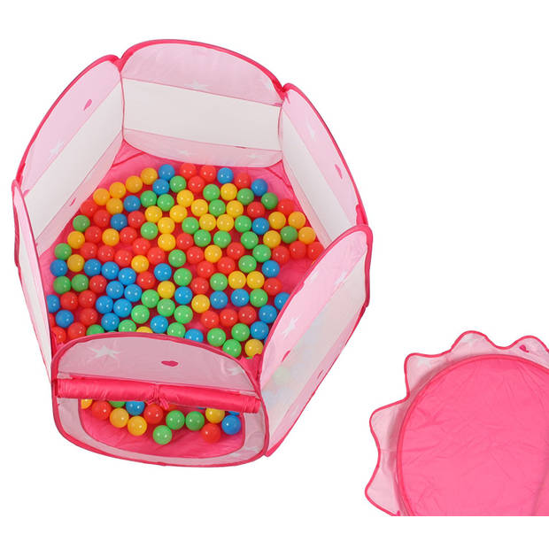 Kinderspeeltent met 100 ballen - voor binnen en buiten - inclusief draagtas - Roze