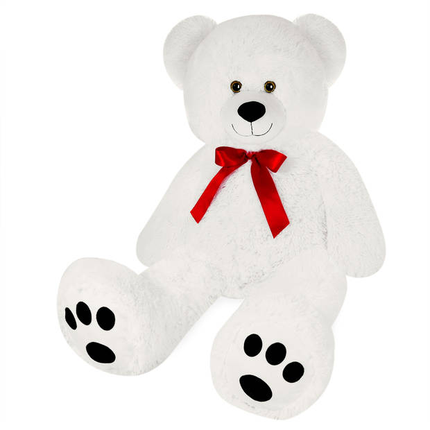 Knuffel-teddybeer XXL wit incl. hartkussen- 148cm-Valentijn-Valentijnscadeau-beer