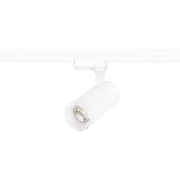 LED Railverlichting - Track Spot - Prixa Pina - 1 Fase - 20W - Natuurlijk Wit 4000K - Mat Wit - Rond - Aluminium