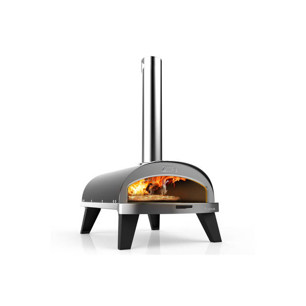 ZiiPa Pizza Oven Piana - Houtgestookt - met Thermometer - Antraciet - voor ø 30 cm pizza's - Roterende pizzasteen