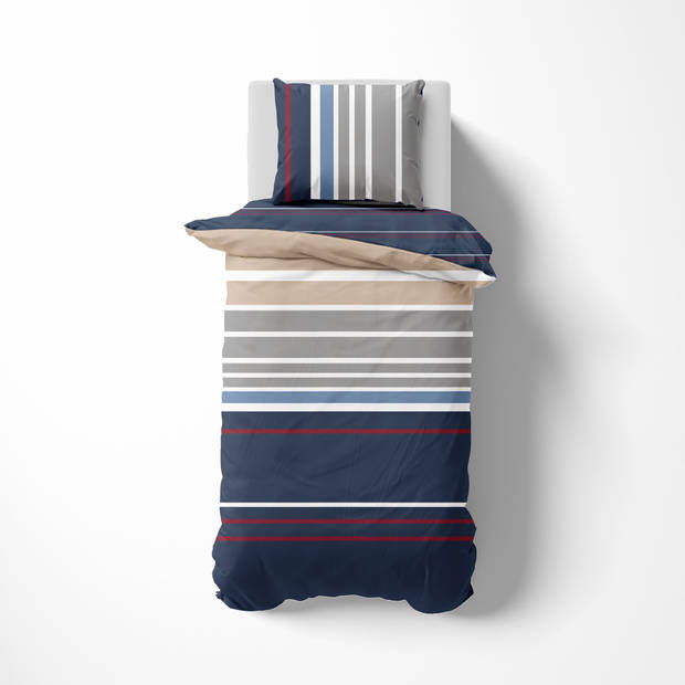 Nautica Katoen Satijnen Dekbedovertrekset - 240x200/220 - Blauw Rood