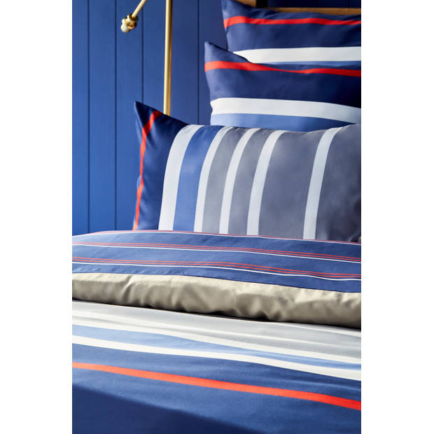 Nautica Katoen Satijnen Dekbedovertrekset - 240x200/220 - Blauw Rood