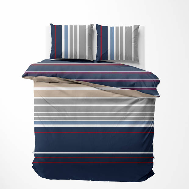 Nautica Katoen Satijnen Dekbedovertrekset - 240x200/220 - Blauw Rood