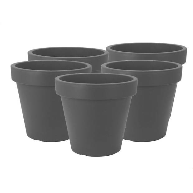 Set van 5 stuks Kunststof Bloempot Antraciet Ø48 cm - Dubbelwandig - Hoogte 43 cm