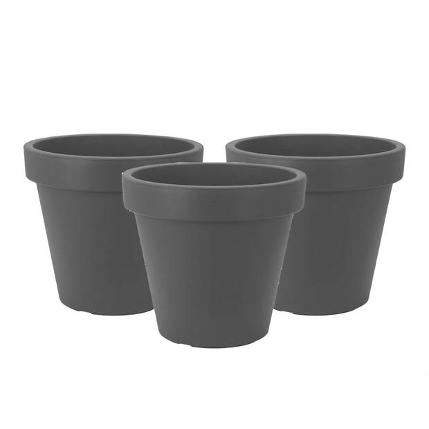 Set van 3 stuks Kunststof Bloempot Antraciet Ø58 cm - Dubbelwandig - Hoogte 52 cm