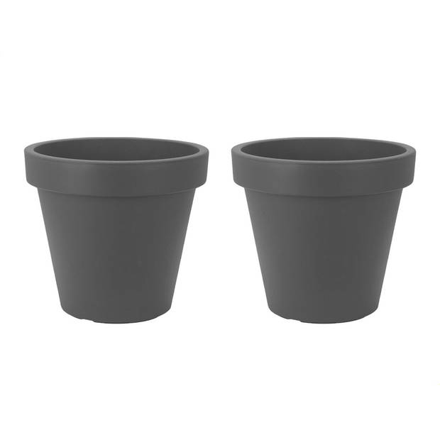 Set van 2 stuks Kunststof Bloempot Antraciet Ø58 cm - Dubbelwandig - Hoogte 52 cm