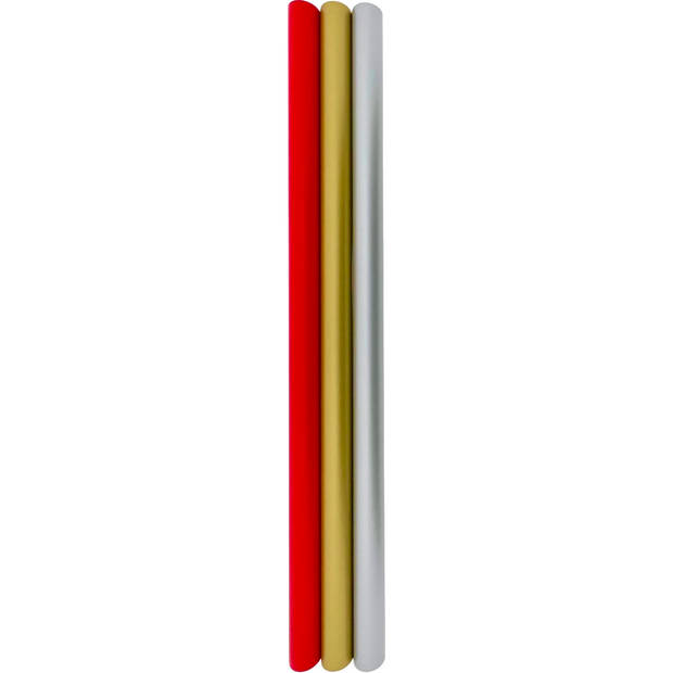 Triple Color cadeaupapier - Gecoat inpakpapier - Rood Zilver Goud - 3 meter x 70 cm - 3 rollen