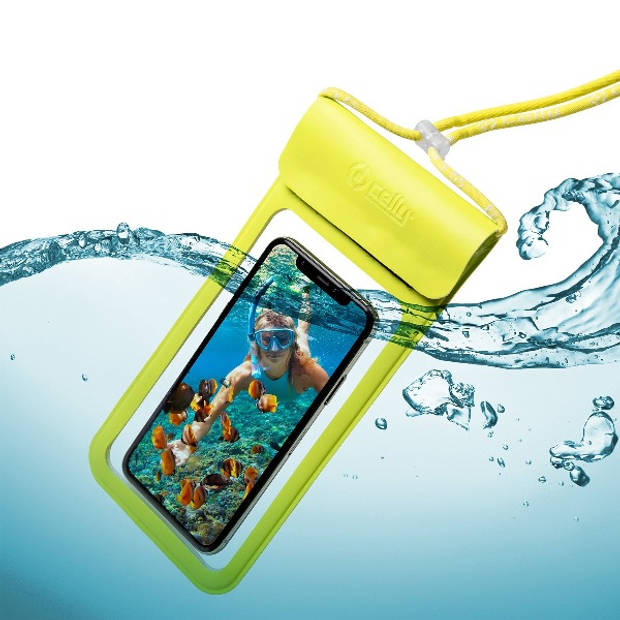 Celly - Splashbag Beschermhoes XL voor Smartphone, Geel - Celly