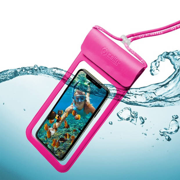 Celly - Splashbag Beschermhoes XL voor Smartphone, Roze - Celly