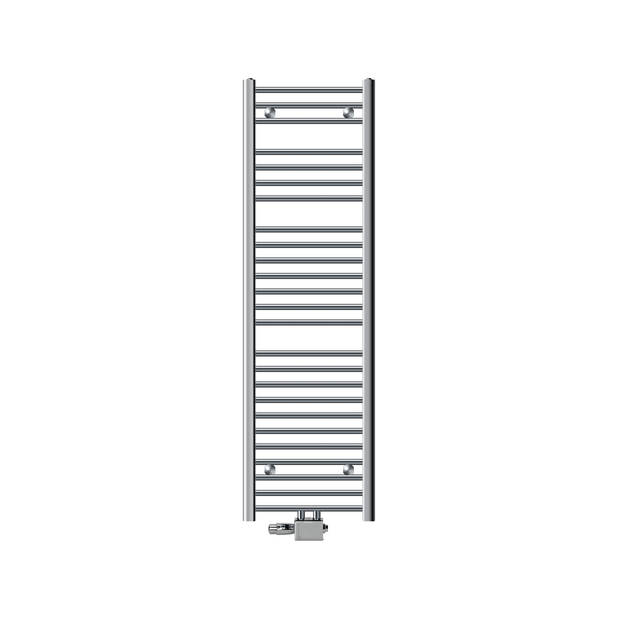Badkamer radiator middenaansluiting 400x1500 mm chroom recht met universele aansluitset LuxeBath