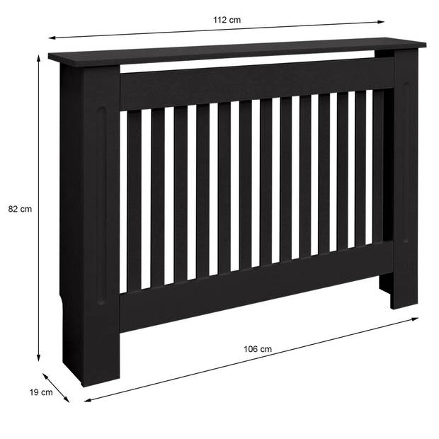 Radiatorbekleding 112x19x82 cm grijs MDF