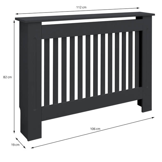 Radiatorbekleding 112x19x82 cm grijs MDF