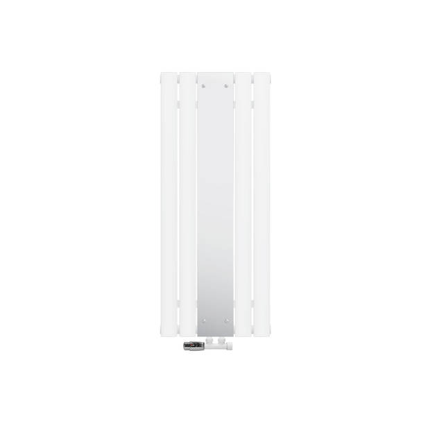 Badkamer radiator Plat met spiegel en wandaansluitset 45x120 cm Wit ML-Design