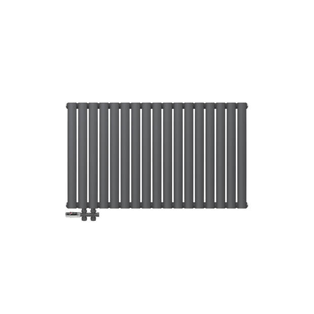 Paneelradiator dubbellaags 600x1020 mm antraciet incl. vloeraansluitset ML design