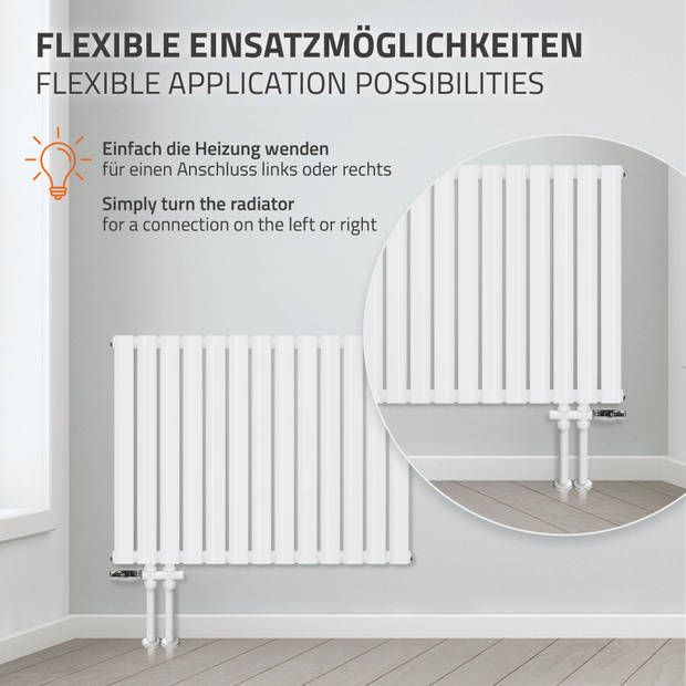 Paneelradiator dubbellaags 600x780 mm wit incl. universele aansluitset ML-Design