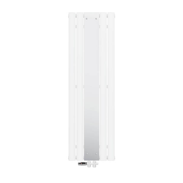 Platte badkamerradiator met spiegel en onderaansluiting set 1600x450 mm Wit ML-Design