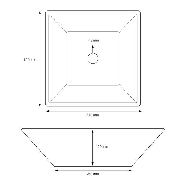 Wastafel Vierkante Vorm 41x41x12 cm Zwart Keramisch ML-Design