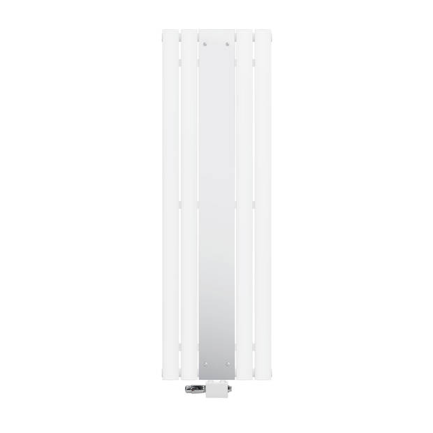 Badkamerradiator middenaansluiting met spiegel 450x1600 mm wit incl. universele aansluitset met thermostaat LuxeBath