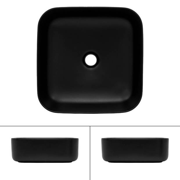 Wastafel 39,5x39,5x14 cm zwart keramiek ML-Design