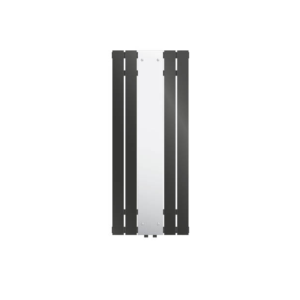 Badkamer radiator plat met spiegel en universele aansluitset 45x120 cm antraciet ML design