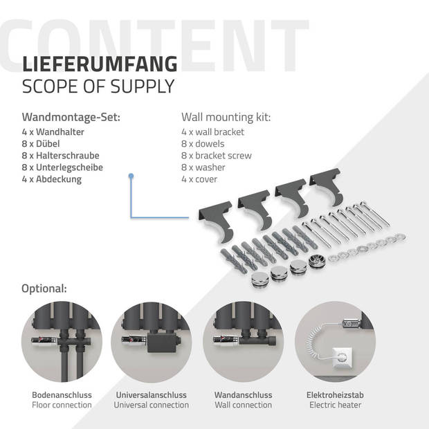 Paneelradiator dubbellaags 78x60 cm antraciet incl. set voor wandaansluiting ML-Design