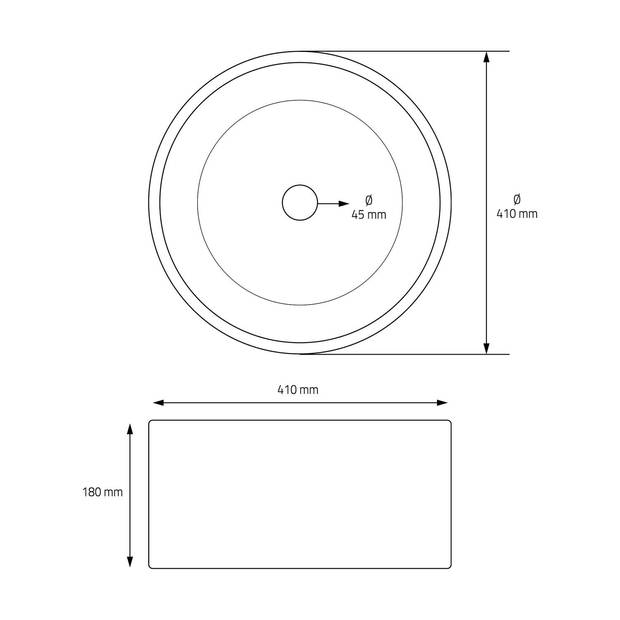 Wastafel incl. afvoerset zonder overloop Ø 41x18 cm Wit keramiek ML-Design