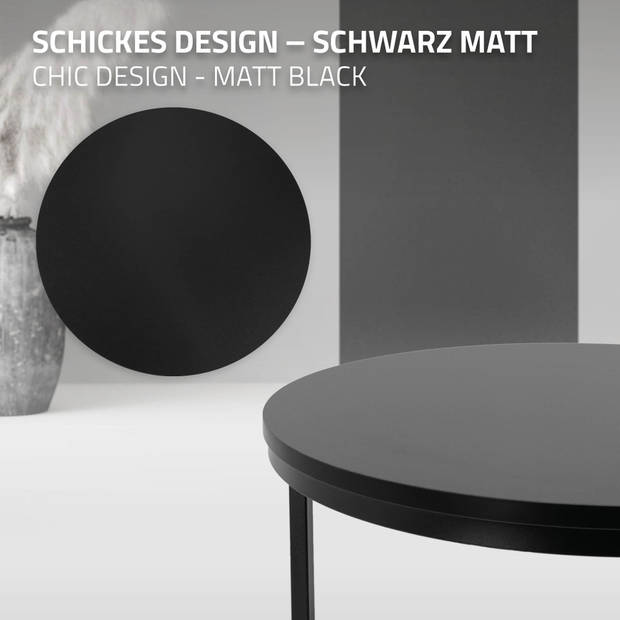 Salontafel set van 2 ronde vorm zwart mat gemaakt van MDF en metaal ML-Design