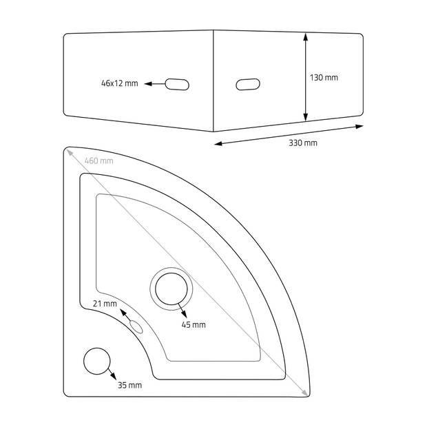 Wastafel Vierkante Vorm 46x33x13 cm Zwart Keramisch ML-Design