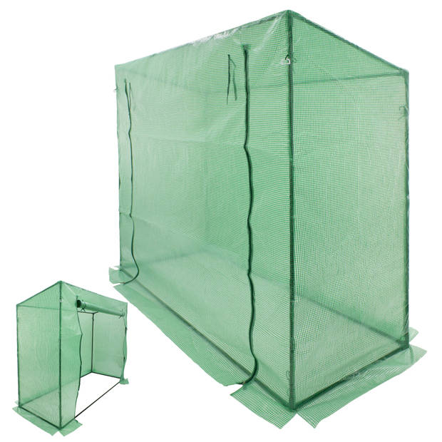 Foliekas met traliefolie en deur, groen, 200x79x168 cm