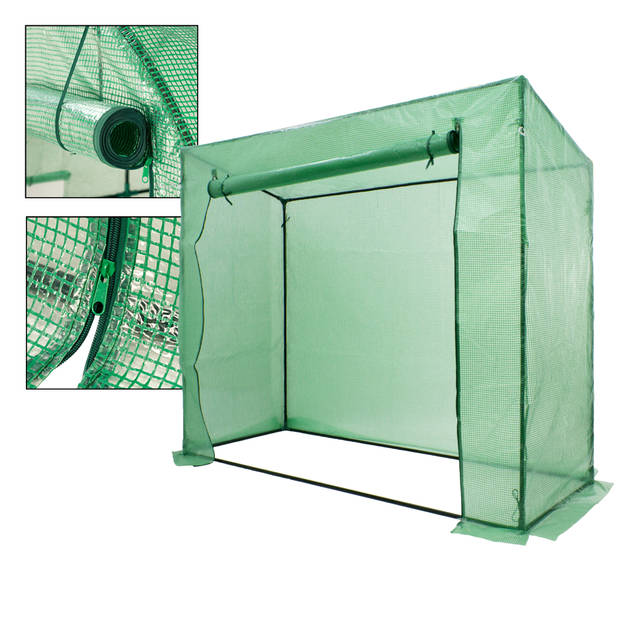 Foliekas met traliefolie en deur, groen, 200x79x168 cm