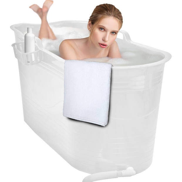 LIFEBATH - Zitbad Mira - Bath Bucket XL - Inclusief badrek - 400L - Ligbad 122 cm - Wit