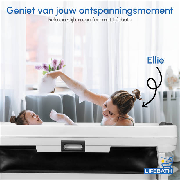 LIFEBATH - Opvouwbaar bad - Mobiele badkuip - Inklapbare zitbad - incl. badkussen - 150 x 60 x 53 cm