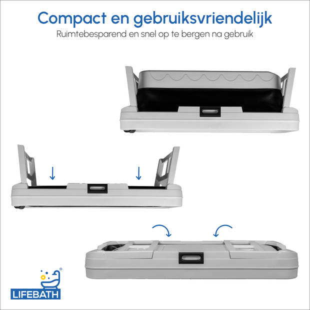 LIFEBATH - Opvouwbaar bad - Mobiele badkuip - Inklapbare zitbad - incl. badkussen - 150 x 60 x 53 cm