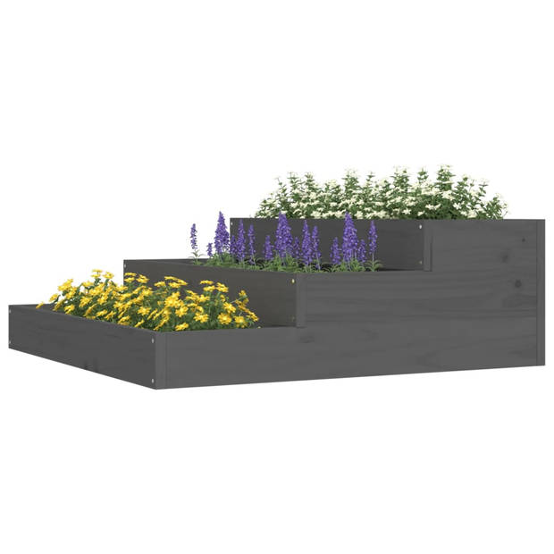 vidaXL Plantenbak 78x78x27 cm massief grenenhout grijs