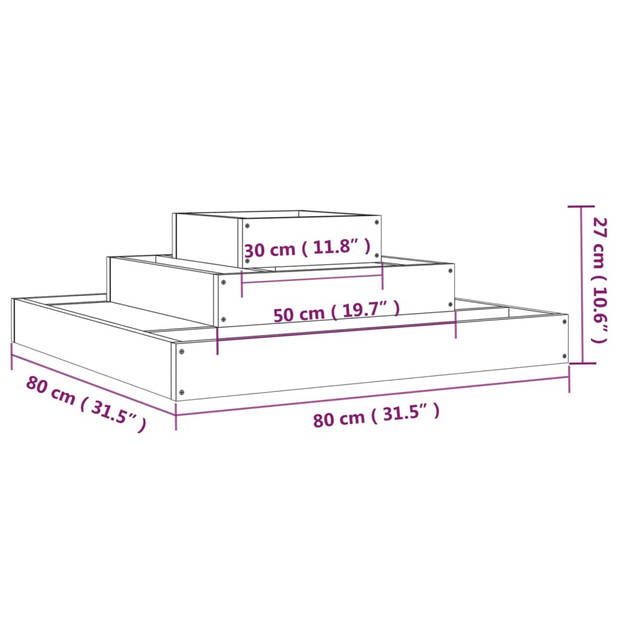 The Living Store Verhoogde Plantenbak - Massief douglashout - 80 x 80 x 27 cm - 3-laags ontwerp