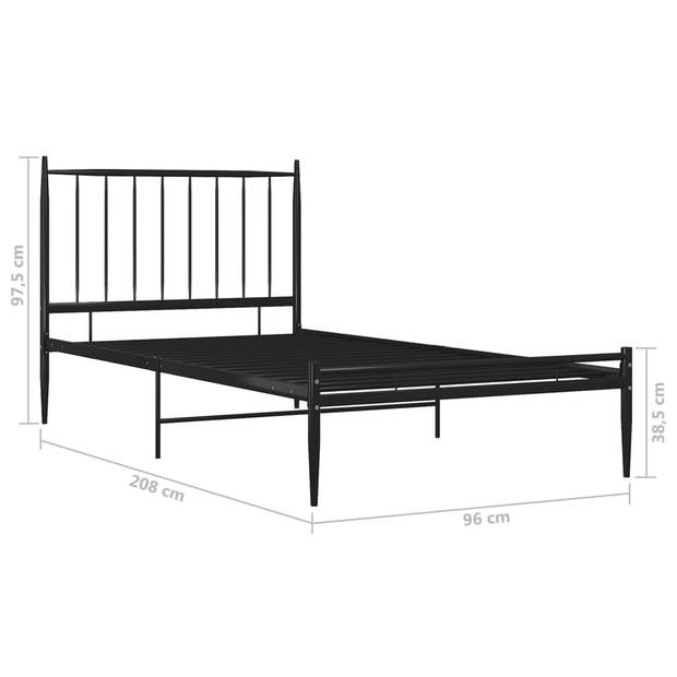 vidaXL Bedframe metaal zwart 90x200 cm