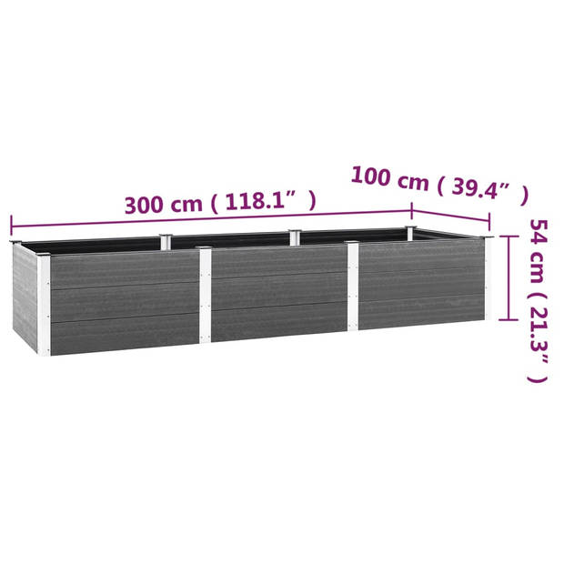 vidaXL Plantenbak verhoogd 300x100x54 cm HKC grijs