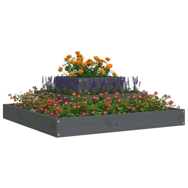 vidaXL Plantenbak 80x80x27 cm massief grenenhout grijs